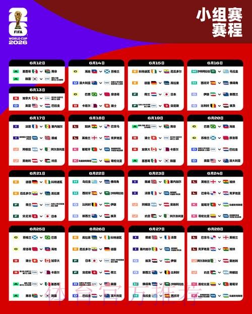 2026世界杯小组赛赛程一览观看指南查询入口